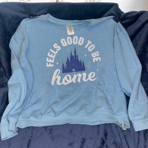Disney Parks Official Feels Good to be Home Sweatshirt Light Blue XL - Picture 1 of 7